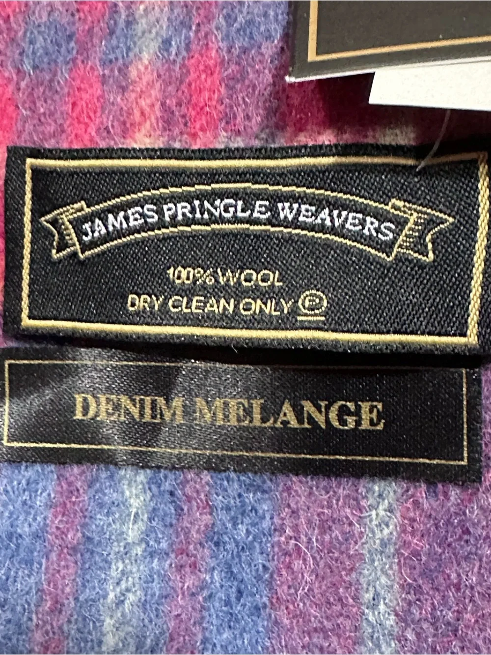 James Pringle Weavers‎ NWT 100% wool Red & Blue Scarf